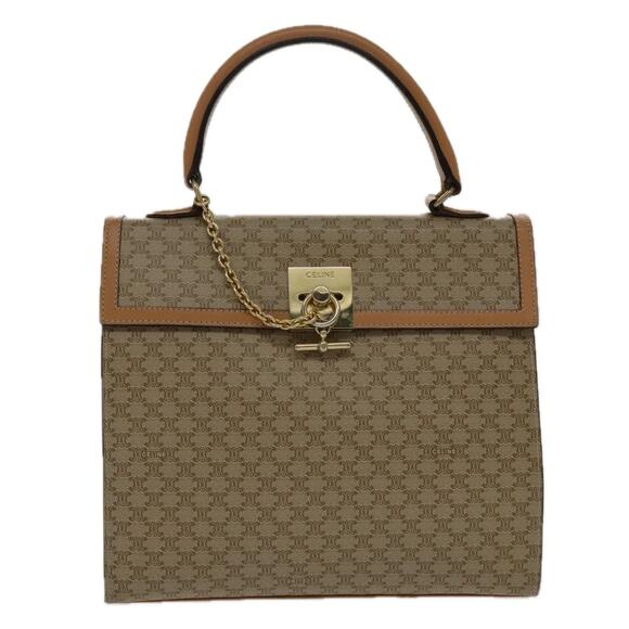 CELINE Macadam Canvas Hand Bag Coated Canvas Beige - Picture 2 of 12